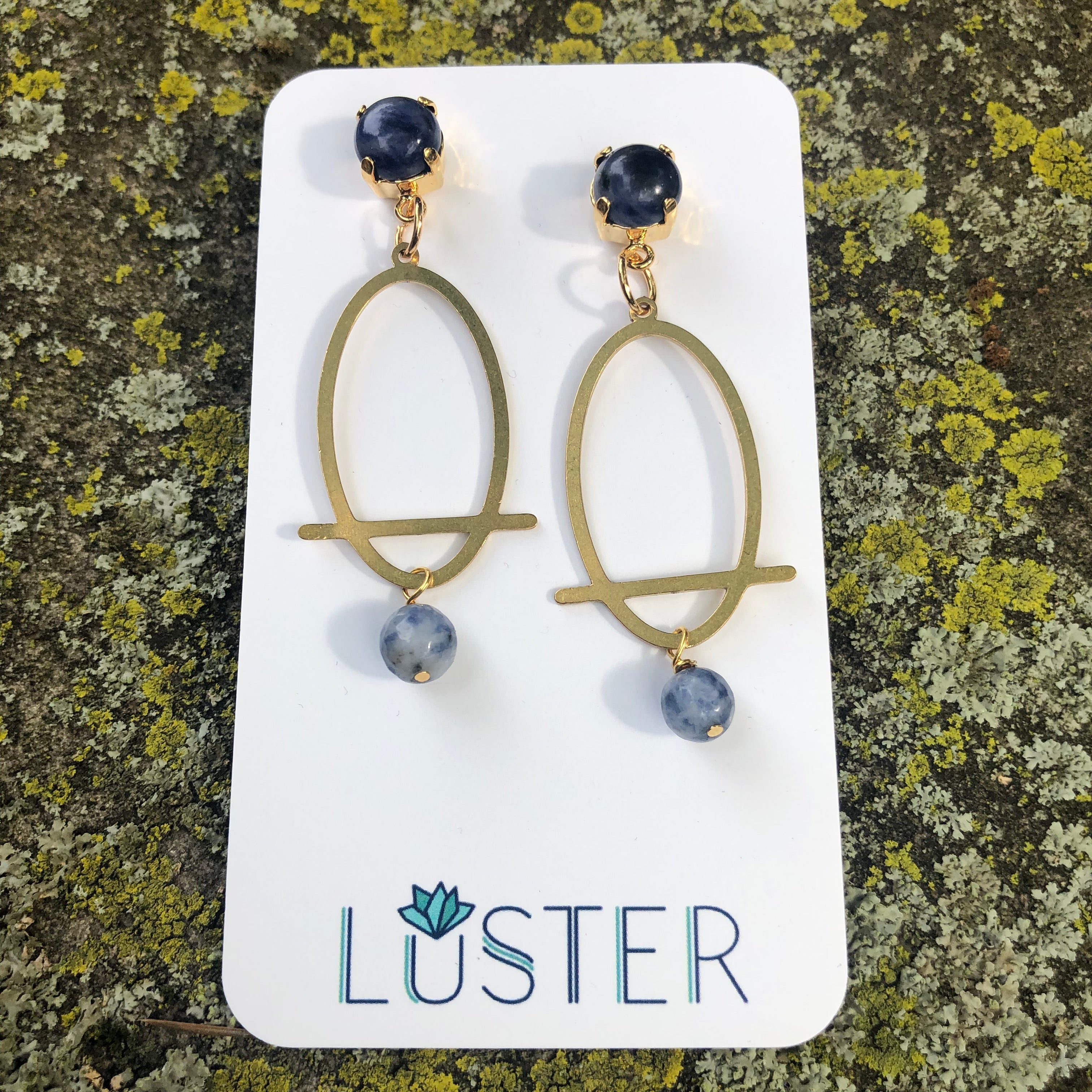 Brass Oval Statement Earrings