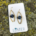 Brass Horseshoe + Dumortierite Earrings