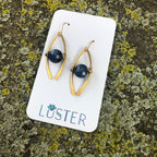 Brass Horseshoe + Dumortierite Earrings