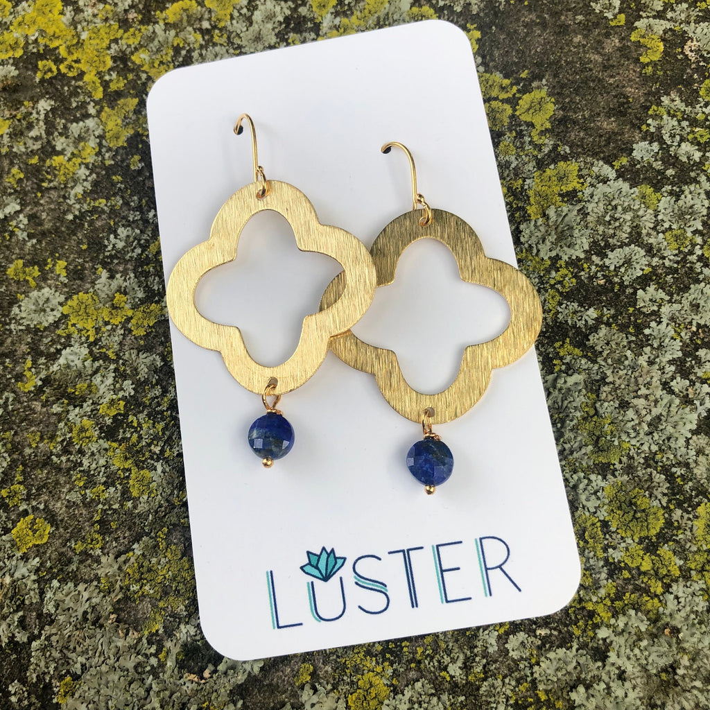 Brass Quatrefoil Lightweight Statement Earrings