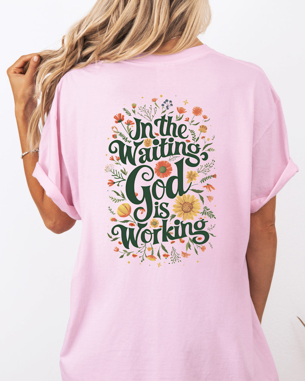 In The waiting God Is working Christian Comfort Colors Garment Dyed T Shirt