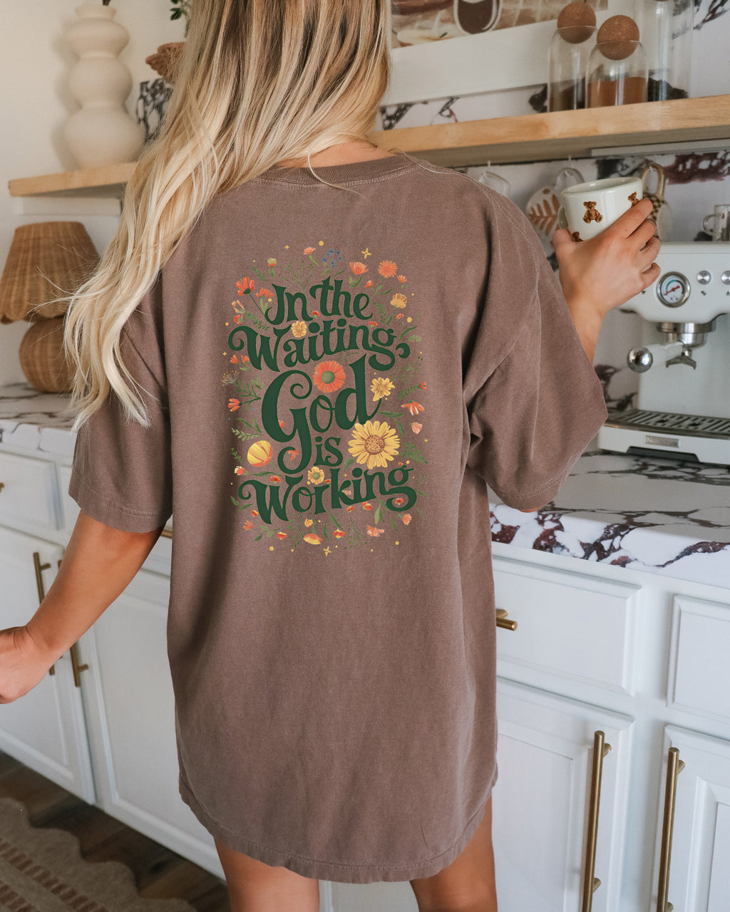 In The waiting God Is working Christian Comfort Colors Garment Dyed T Shirt