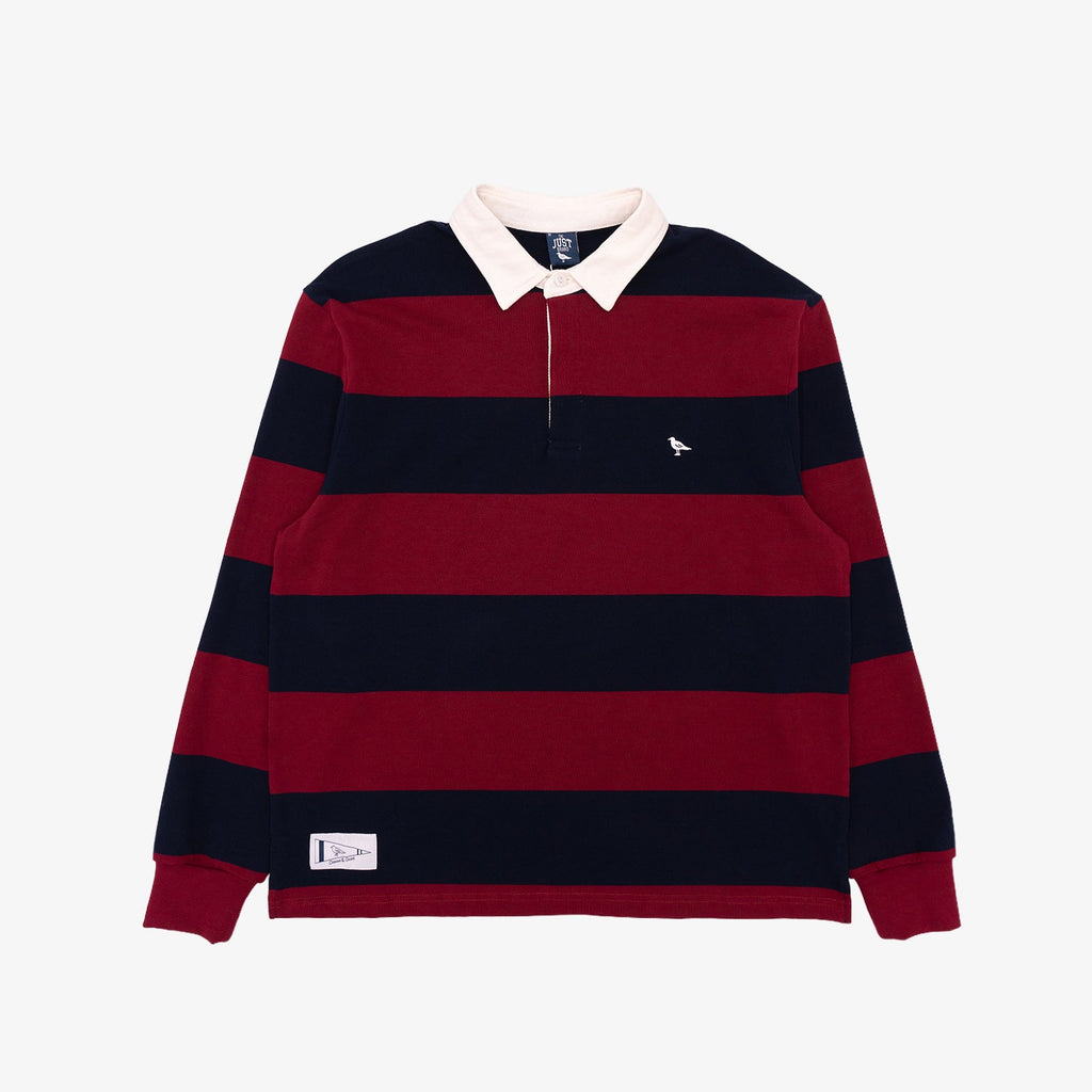 Classic Striped Rugby Shirt in Cranberry and Navy