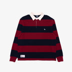 Classic Striped Rugby Shirt in Cranberry and Navy