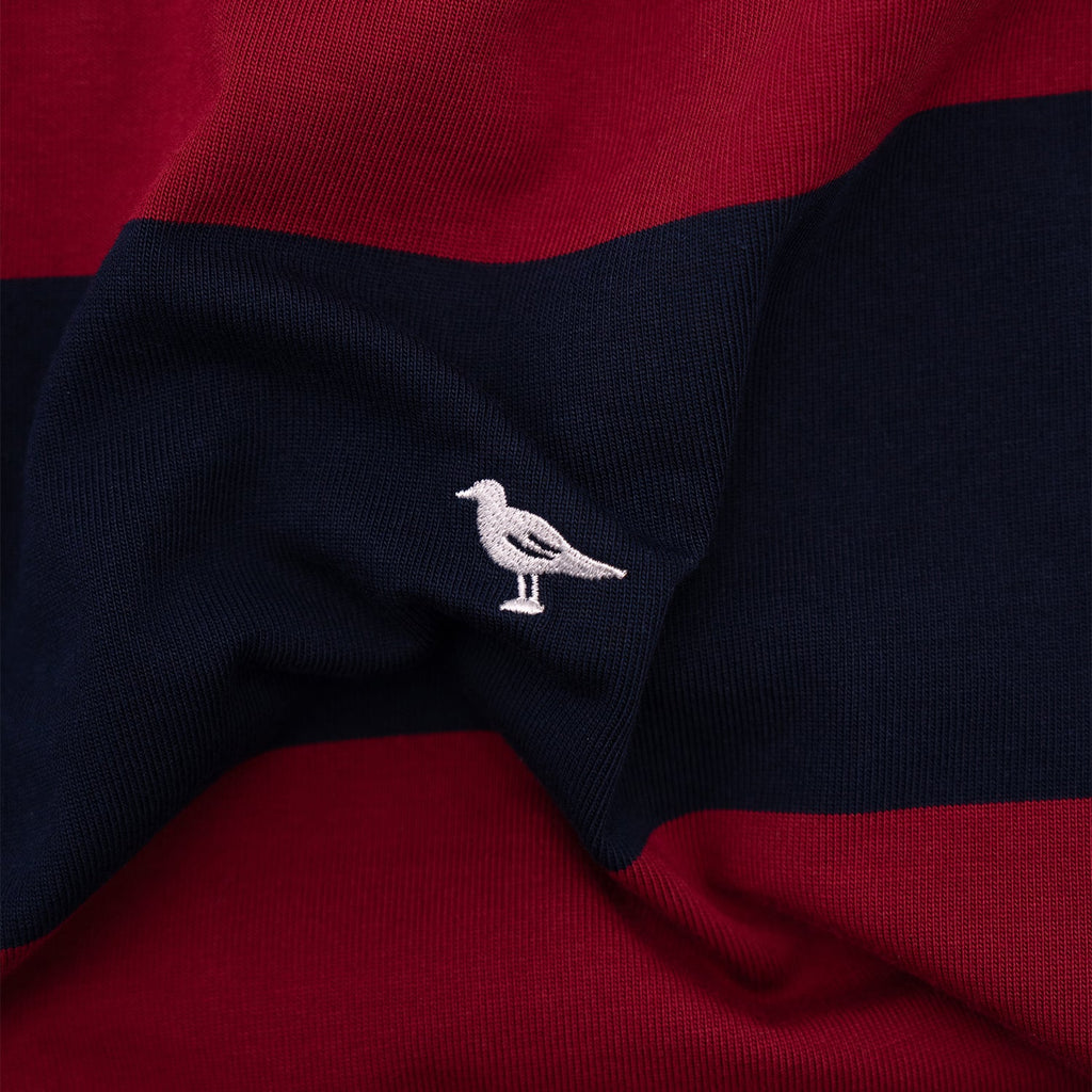 Classic Striped Rugby Shirt in Cranberry and Navy