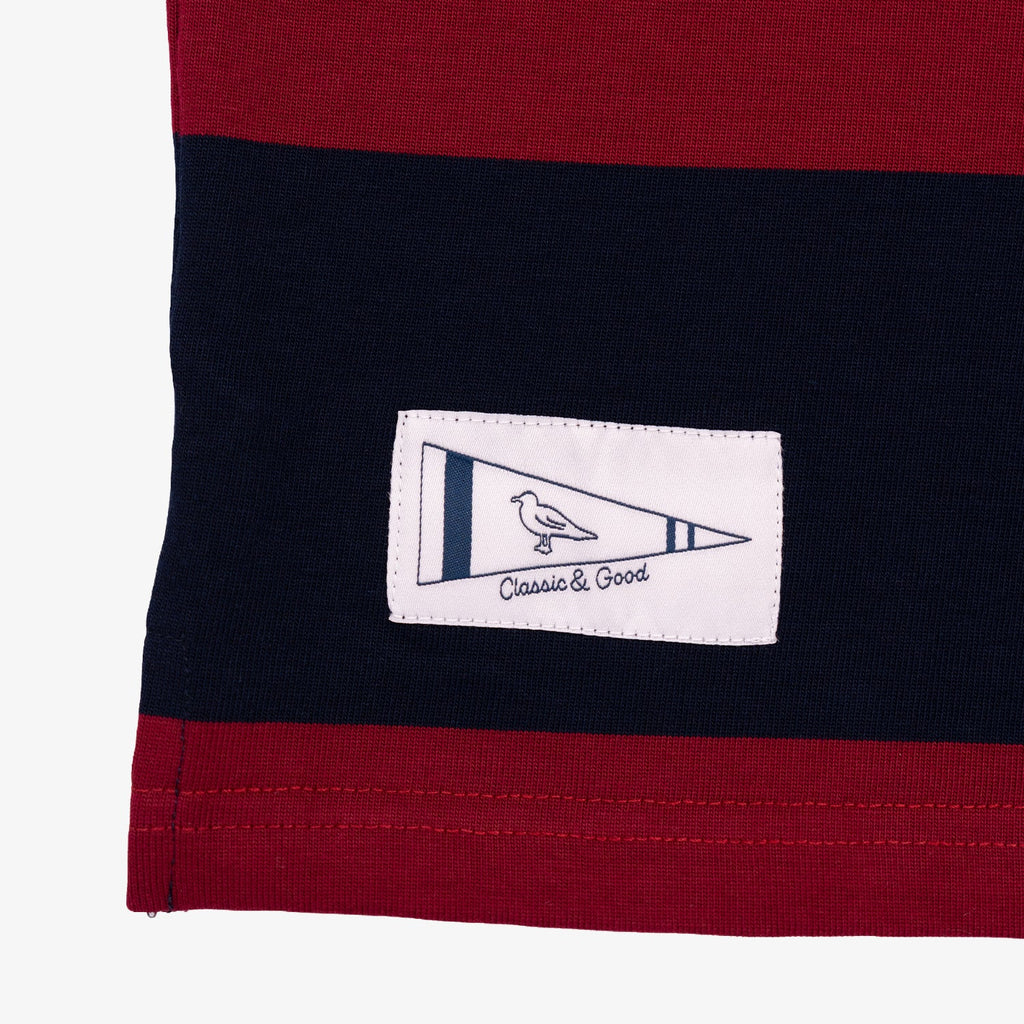 Classic Striped Rugby Shirt in Cranberry and Navy