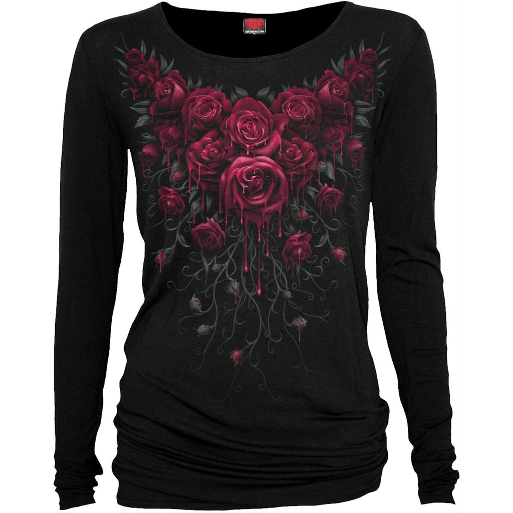 Spiral - BLOOD ROSE - Baggy Top Black - S
