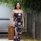 Kasih Coop Dress Maudy Black with Floral Pattern, Cotton