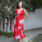 Kasih Coop Dress Moza Red Over the Knee Sleeveless, Cotton