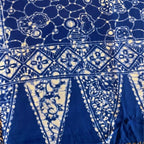 Handmade Batik Scarf, soft Cotton, Boulder, Blue, Light Blue, White