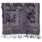 Hand Dyed Batik Scarf, 100% Cotton, Scarves, Bandana, Wrap , Blue Leaves