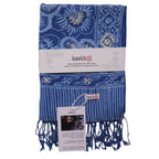 Hand Dyed Batik Scarf - Soft Cotton, Blue Roses, White, Floral, Flower