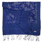 Handmade Batik Scarf, Blue White, Cotton Fabric, Butterfly