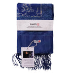Handmade Batik Scarf, Blue White, Cotton Fabric, Butterfly