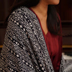Hand Dyed Batik Scarf, 100% Cotton Fabric, Black White, Geometric