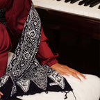 Hand Dyed Batik Scarf, 100% Cotton Fabric, Black White, Geometric
