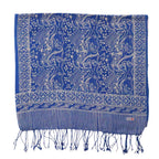 Handmade Batik Scarf, 100% Soft Cotton, Blue White, Tidal Flow