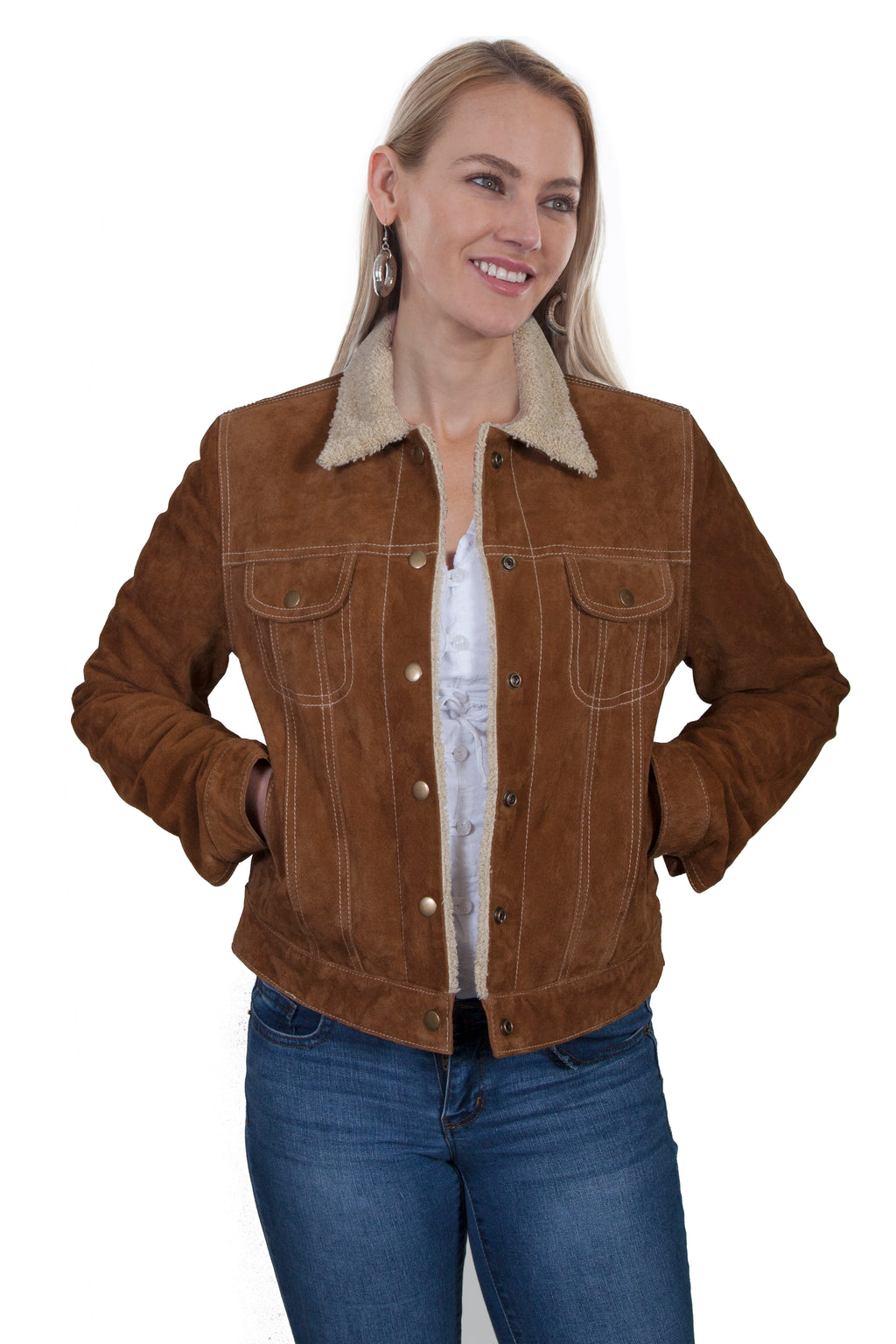 FAUX SHEARLING JEAN JACKET