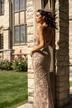 Lara 29744 - Spaghetti Strap Beaded Dress