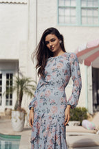 Debbie Top- Blue and Pink Floral
