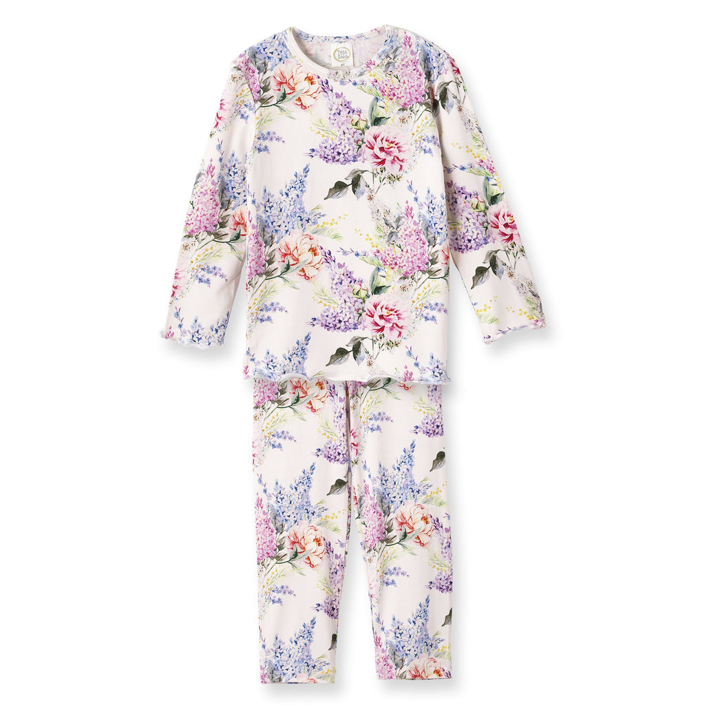 Watercolor Floral Bamboo Girls Pajama Set