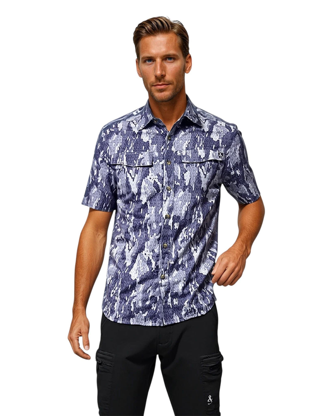 Men's Geo Camo UV Vented Fishing Shirt