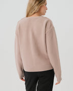 Button-Shoulder Maternity & Nursing Sweater w/Thumbhole Feature