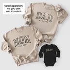 Neutral Custom Embroidered Matching Family Outfits for Mom, Dad and Baby