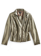 Women's Asymmetrical Zip Metallic Snake Pattern Moto Jacket