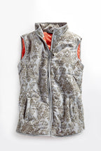 Women's Flocked Damask Print Zip Front Vest