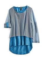 Women's High-Low Hem Mesh Layered Knit Top