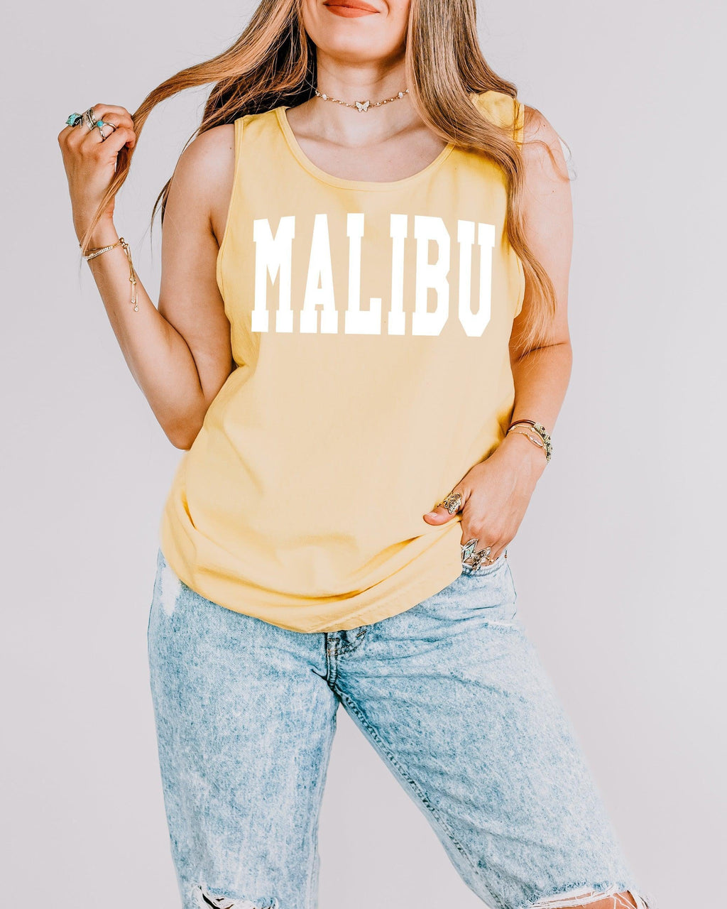 Malibu California State City Comfort Colors Tank Top – Coastal USA Travel Summer Graphic