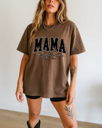Mama Leopard Ribbon Comfort Colors T Shirt