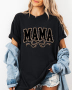 Mama Leopard Ribbon Comfort Colors T Shirt