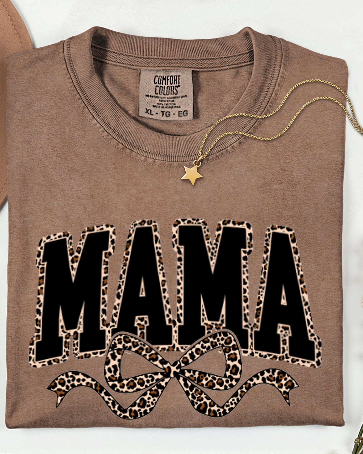 Mama Leopard Ribbon Comfort Colors T Shirt