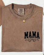 Mama Leopard Ribbon Comfort Colors T Shirt (Left Chest)