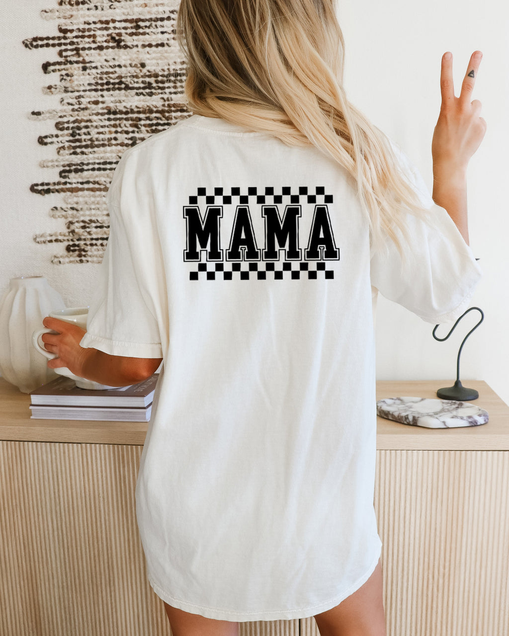 RetroPlaid MamaCheckered Front & Back Comfort Colors T Shirt
