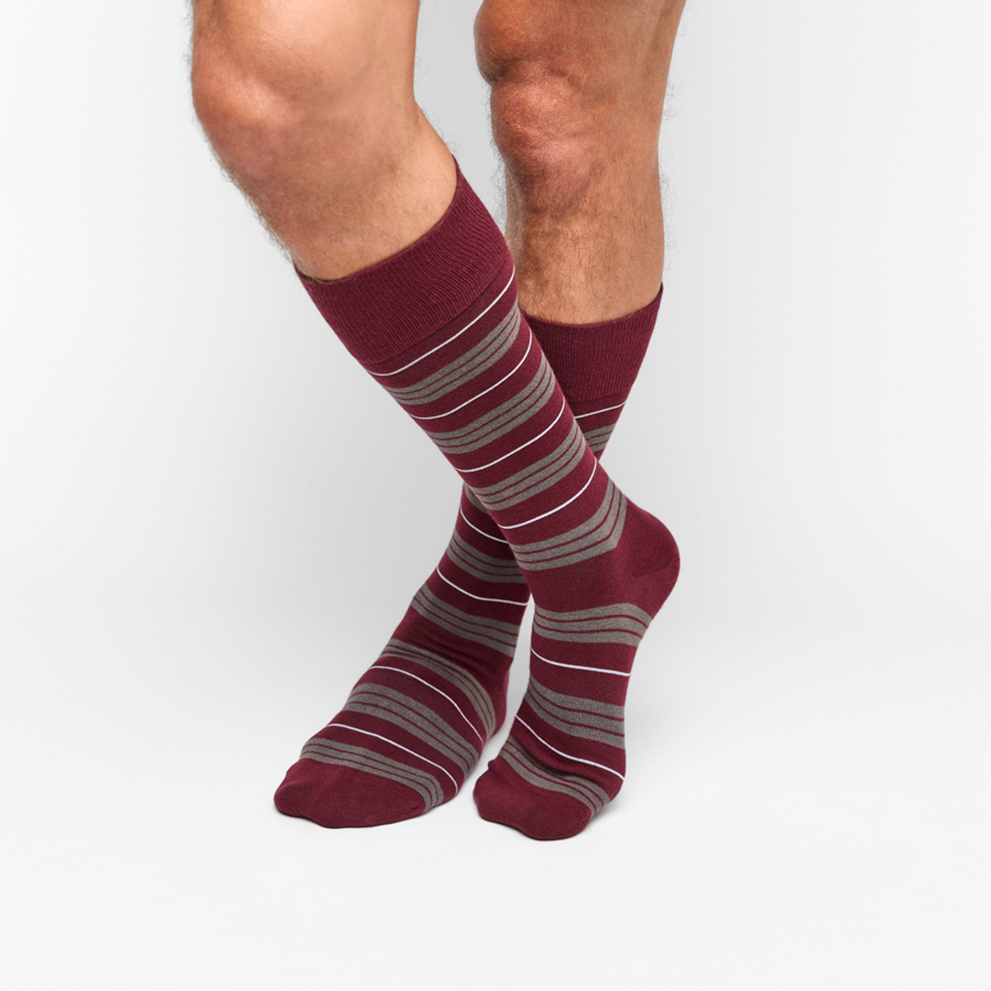 Maroon Triple Stripe Dress Socks