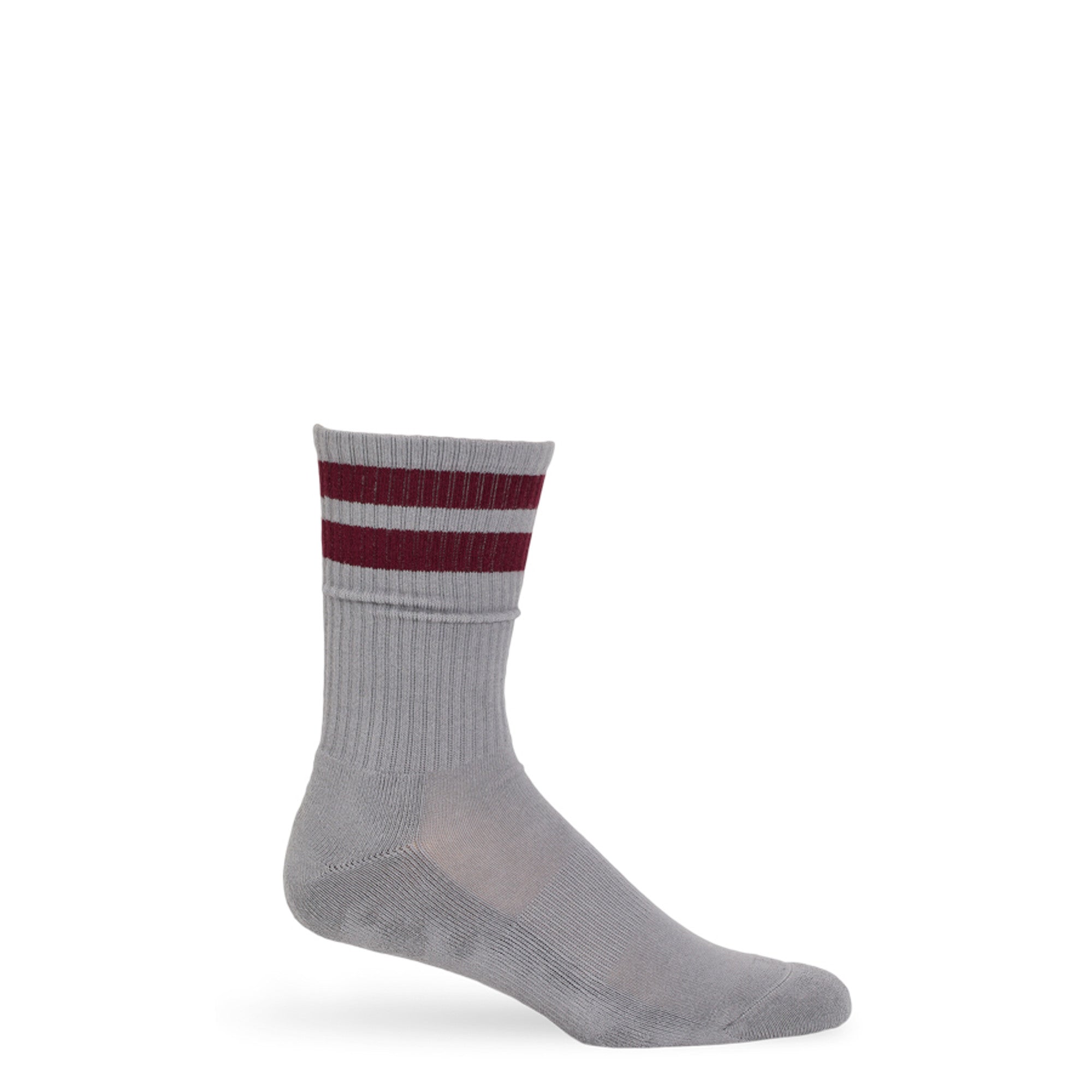 Gray Maroon Retro Stripe Casual Crew Socks