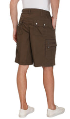 Men's Elastic Waist Cargo Shorts with Multi-Pocket Design