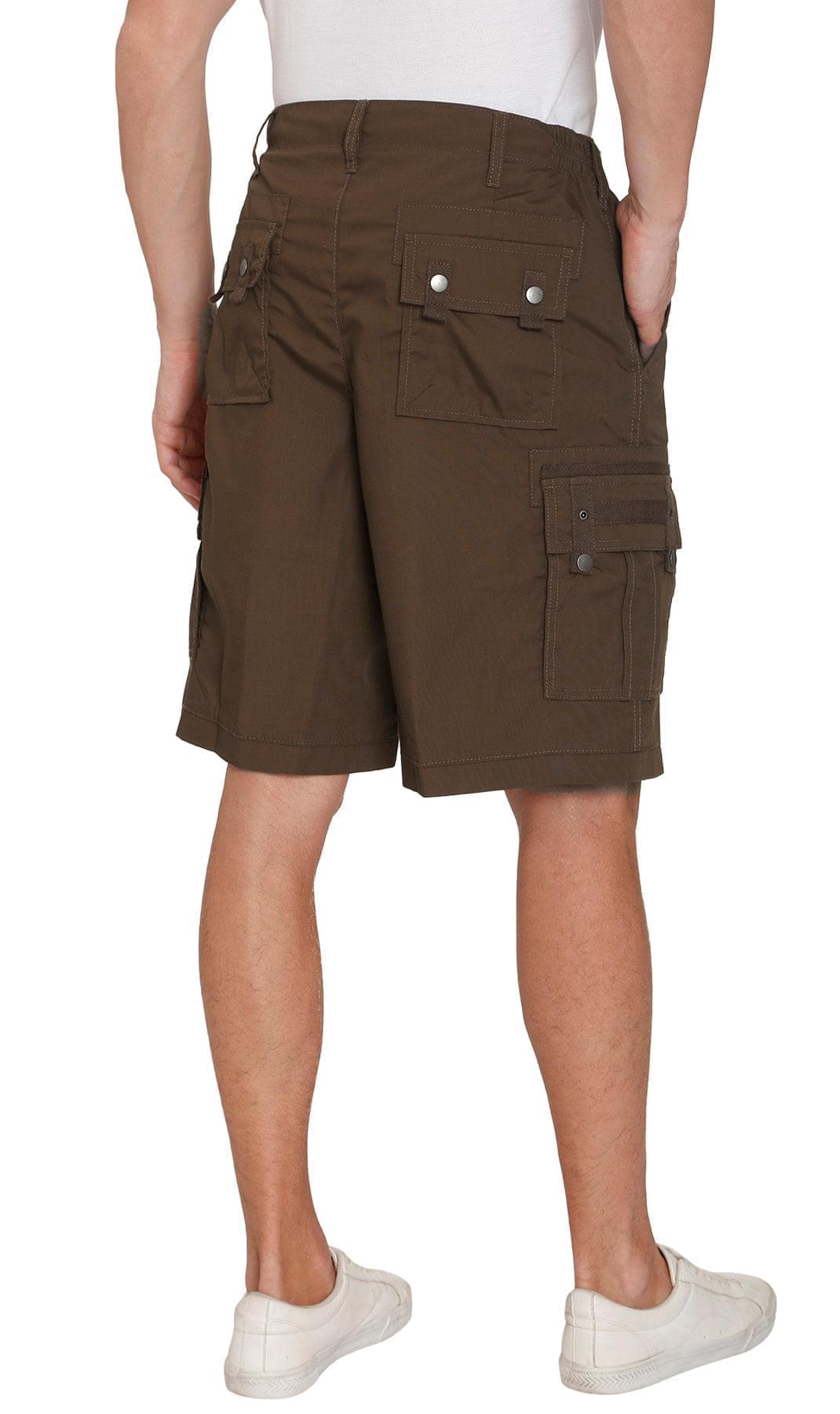 Men's Elastic Waist Cargo Shorts with Multi-Pocket Design