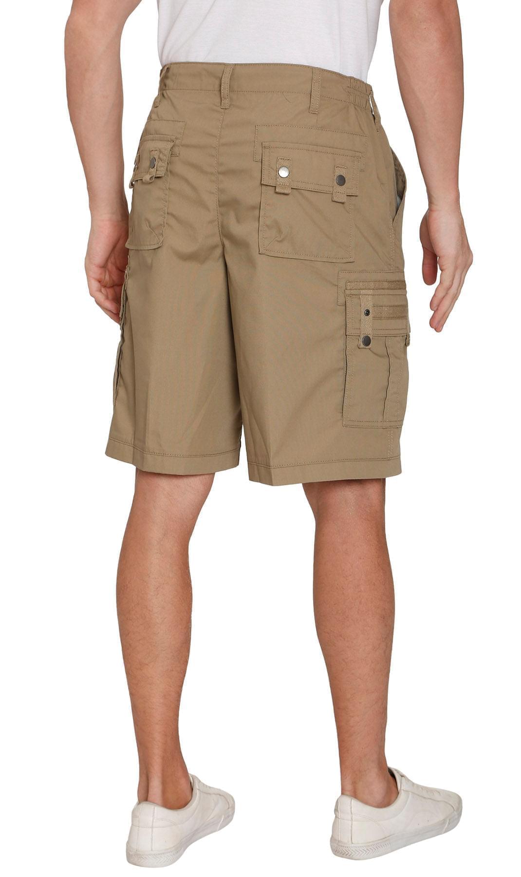 Men's Elastic Waist Cargo Shorts with Multi-Pocket Design