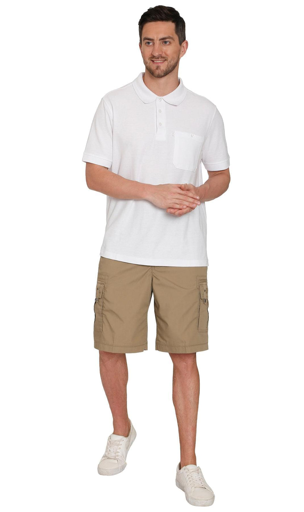 Men's Elastic Waist Cargo Shorts with Multi-Pocket Design