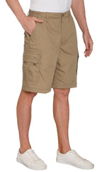 Men's Elastic Waist Cargo Shorts with Multi-Pocket Design