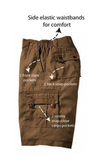Men's Elastic Waist Cargo Shorts with Multi-Pocket Design