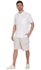Men's Elastic Waist Cargo Shorts with Multi-Pocket Design