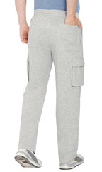 Men's Brushed Fleece Cargo Pants — Pull-On with Inner Drawstring