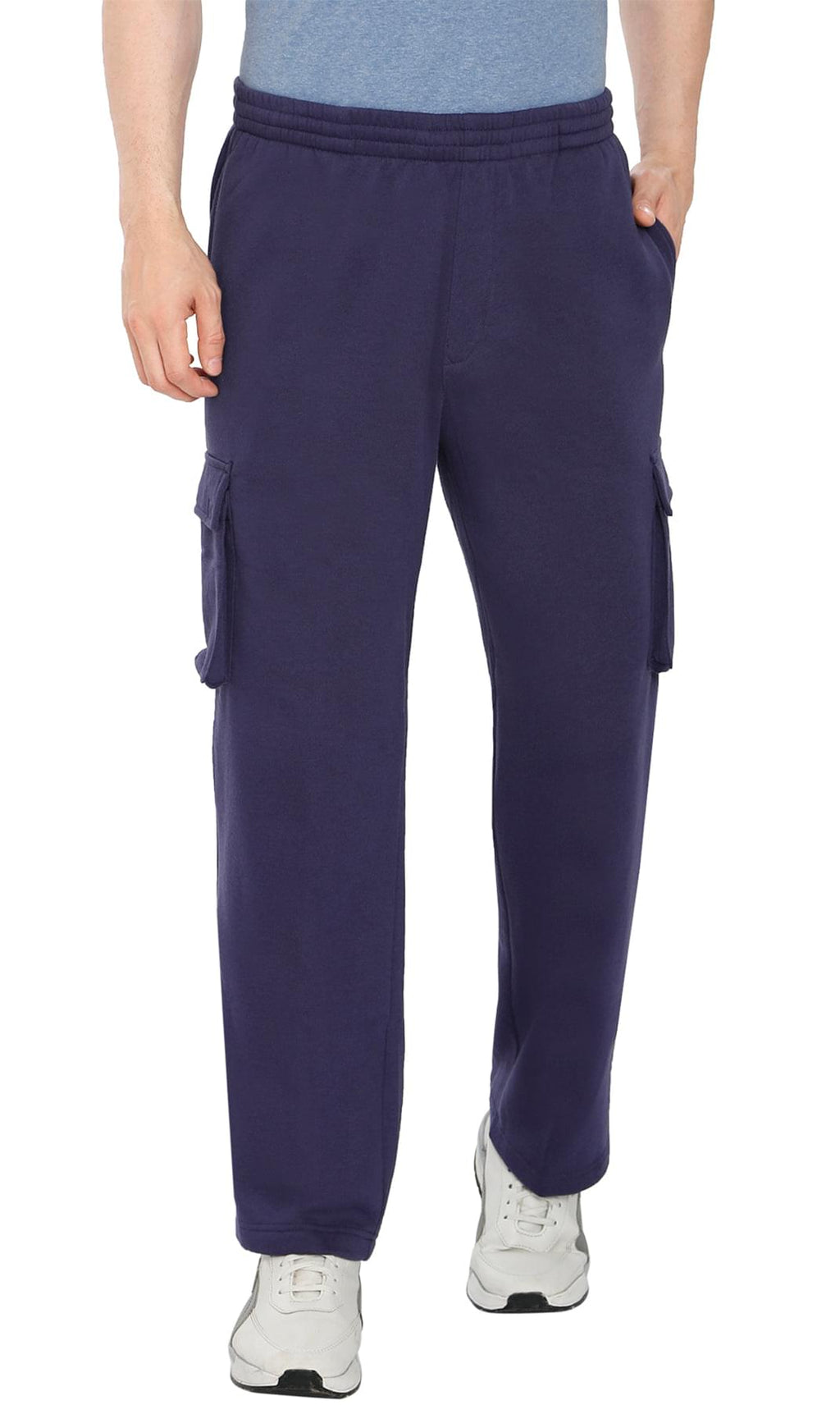 Men's Brushed Fleece Cargo Pants — Pull-On with Inner Drawstring