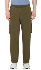 Men's Brushed Fleece Cargo Pants — Pull-On with Inner Drawstring