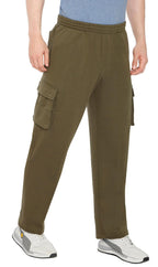 Men's Brushed Fleece Cargo Pants — Pull-On with Inner Drawstring